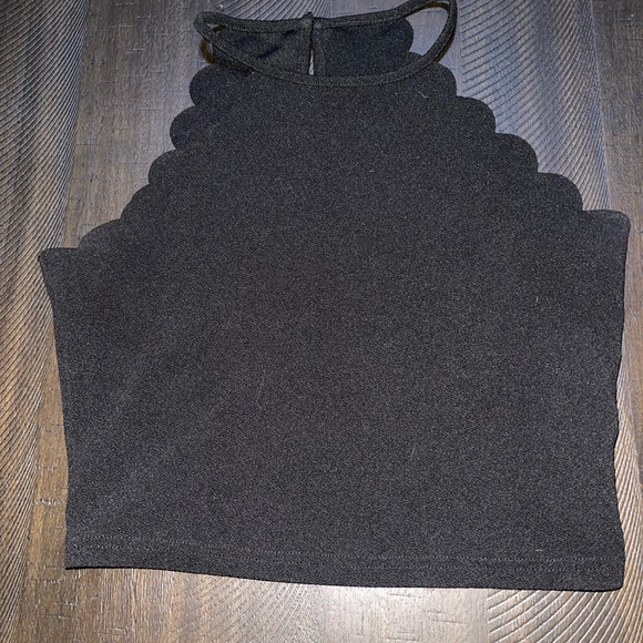 Black Scalloped Halter Top - Picture 1 of 3
